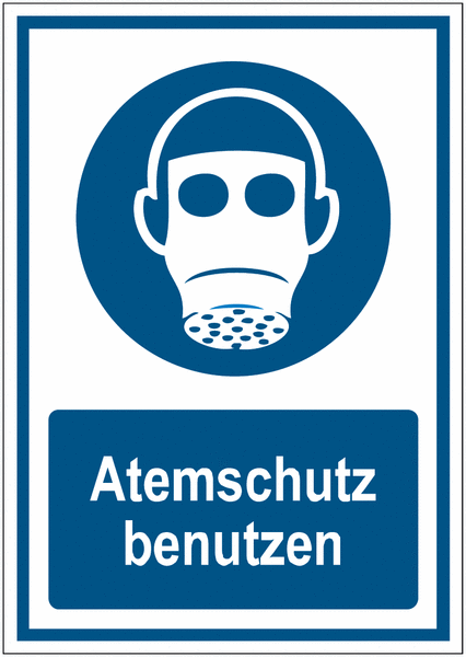 Kombi-Gebotszeichen-Schilder "Atemschutz benutzen" nach EN ISO 7010