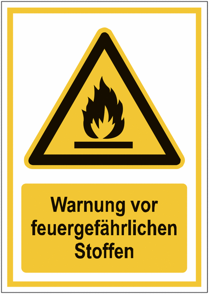 Kombi-Warnzeichen-Schilder "Warnung vor feuergefährlichen Stoffen", EN ISO 7010
