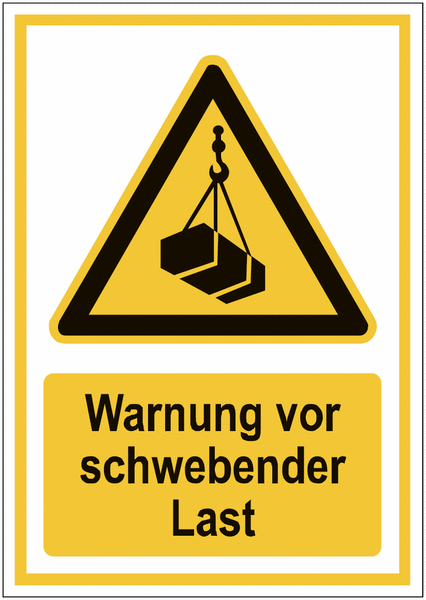 Kombi-Warnzeichen-Schilder "Warnung vor schwebender Last", EN ISO 7010