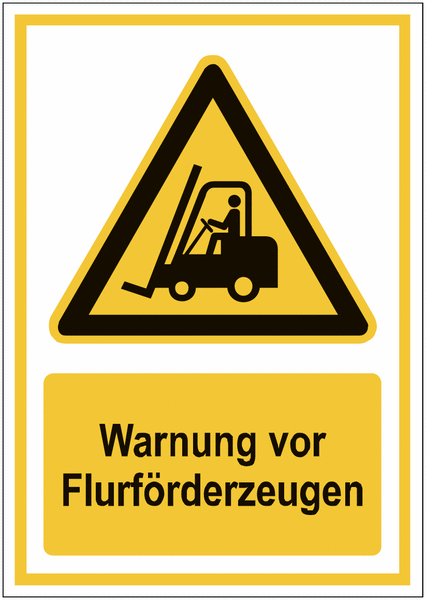 Kombi-Warnzeichen-Schilder "Warnung vor Flurförderzeugen", EN ISO 7010