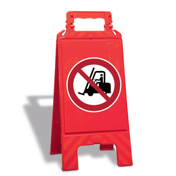 Für Flurförderzeuge verboten - Warnaufsteller mit Sicherheitssymbolen, EN ISO 7010