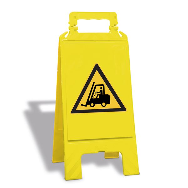 Warnung vor Flurförderzeugen - Warnaufsteller mit Sicherheitssymbolen, EN ISO 7010