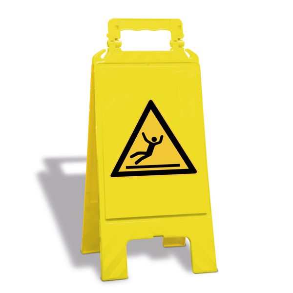 Warnung vor Rutschgefahr - Warnaufsteller mit Sicherheitssymbolen, EN ISO 7010