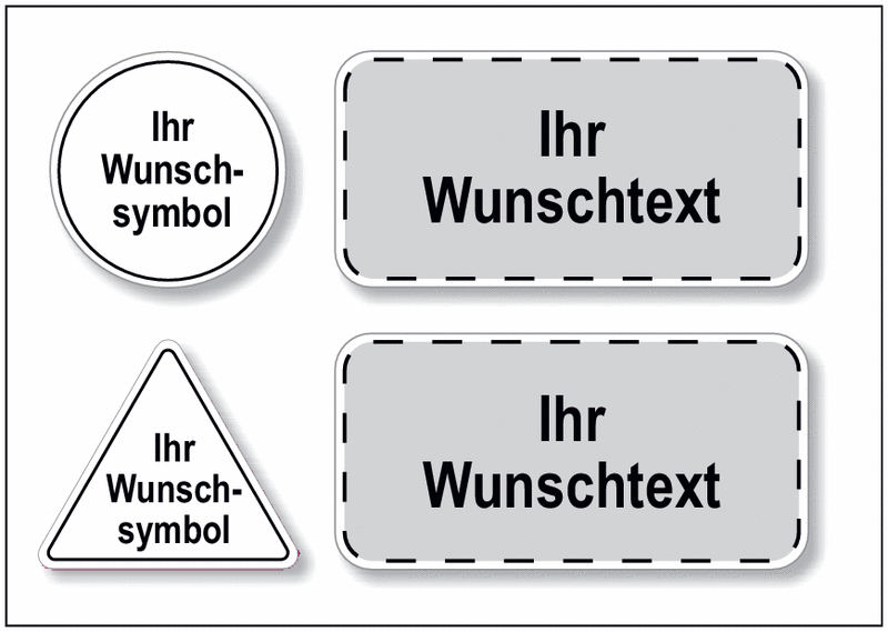 DESIGN Mehrsymbolschilder mit 2 Symbolen und Text nach Wunsch, EN ISO 7010