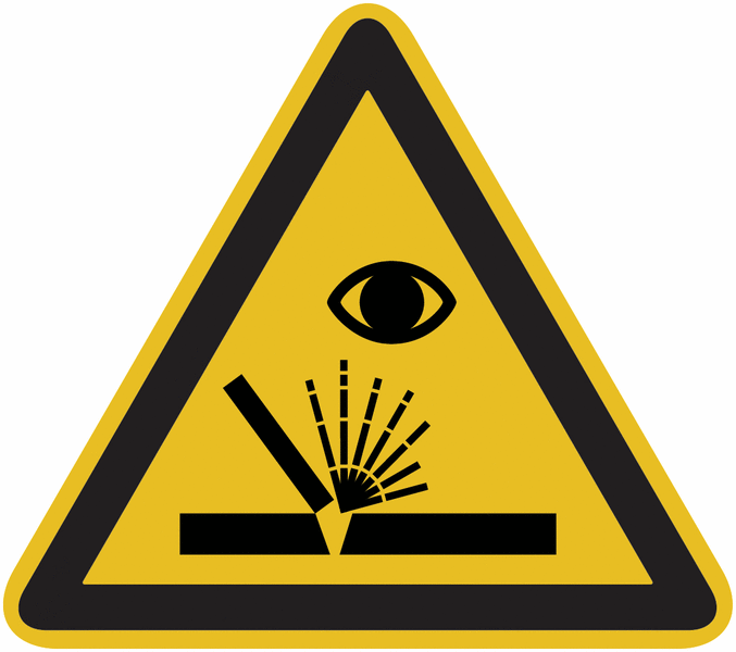 Warnung vor Verblitzen der Augen - Warnzeichen zur Bodenmarkierung, R10 nach DIN EN 16165