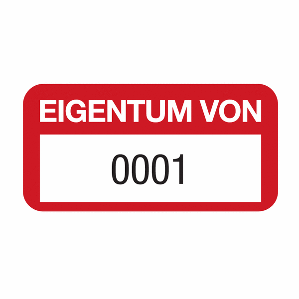 EIGENTUM VON - EasyMark® Inventaretiketten mit Vornummerierung