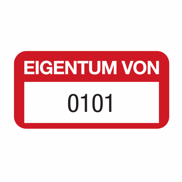 EIGENTUM VON - EasyMark® Inventaretiketten mit Vornummerierung