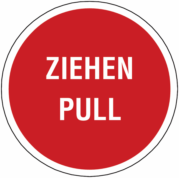 Türschilder, zweisprachig, einseitig "Ziehen/Pull"