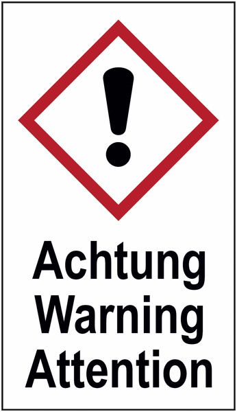 Ausrufezeichen - Gefahrstoffsymbol-Kombi-Kennzeichnung, dreisprachig, GHS/CLP