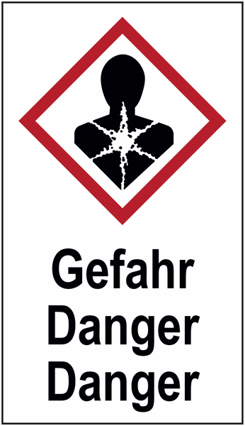 Gesundheitsgefahr - Gefahrstoffsymbol-Kombi-Kennzeichnung, dreisprachig, GHS/CLP