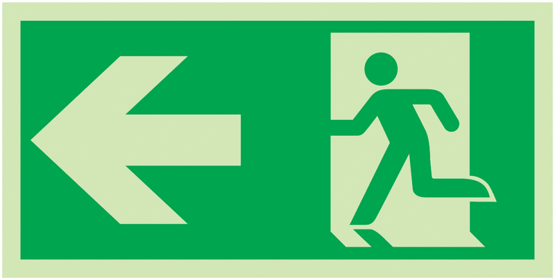 "Rettungsweg / Notausgang und Richtungspfeil links" Kombi-Schilder nach EN ISO 7010
