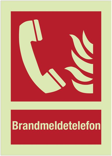 XTRA-GLO Brandmeldetelefon - Brandschutzzeichen mit Symbol und Text, EN ISO 7010