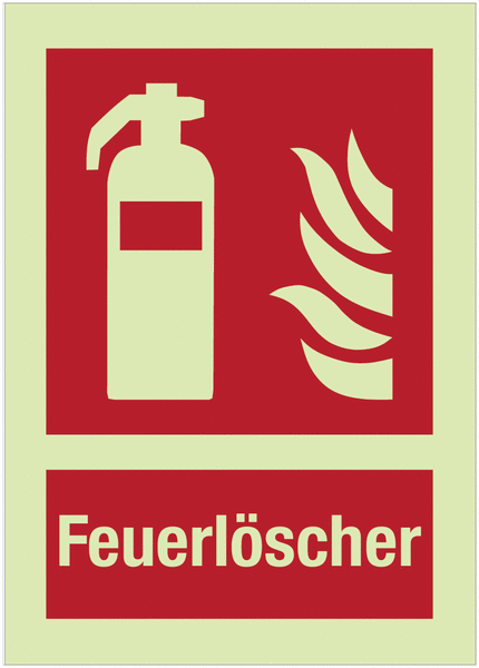 XTRA-GLO Feuerlöscher - Brandschutzzeichen mit Symbol und Text, EN ISO 7010