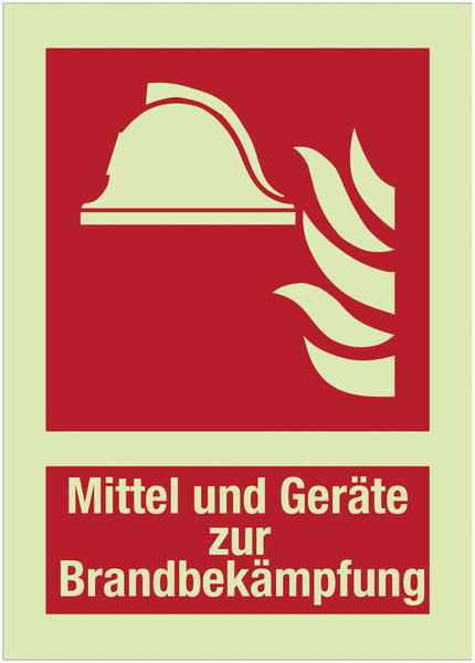 XTRA-GLO Mittel zur Brandbekämpfung - Brandschutzzeichen mit Symbol und Text, EN ISO 7010