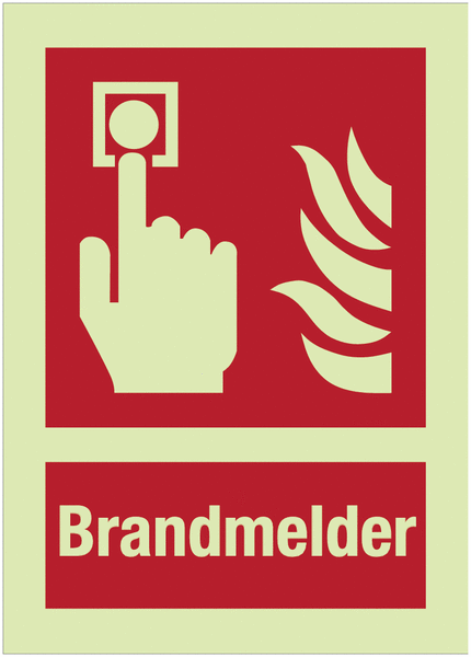 XTRA-GLO Brandmelder - Brandschutzzeichen mit Symbol und Text, EN ISO 7010
