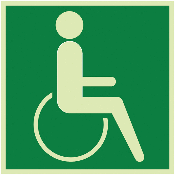 XTRA-GLO Notausgang für Rollstuhlfahrer rechts - Rettungswegzeichen für Rollstuhlfahrer, praxiserprobt