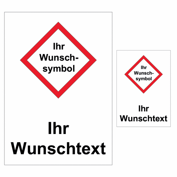Magnet-Gefahrstoffsymbole mit Symbol und Text nach Wunsch, GHS/CLP-Verordnung