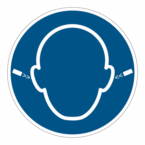 Ohrstöpsel benutzen - Symbol-Schilder für Augen, Gehör- und Kopfschutz