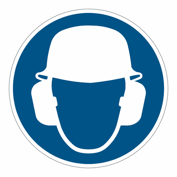 Gehör- und Kopfschutz benutzen - Symbol-Schilder für Augen, Gehör- und Kopfschutz