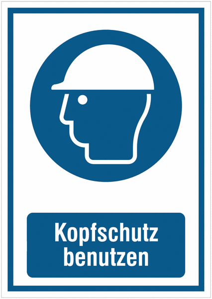 Kombi-Gebotszeichen-Schilder "Schutzhelm benutzen" nach EN ISO 7010