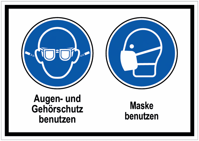 Ohrstöpsel und Augenschutz/Maske benutzen - Mehr-Symbolschilder