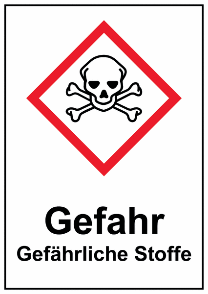 Totenkopf mit gekreuzten Knochen - Gefahrstoffsymbol-Kombi-Kennzeichnung mit Text, GHS/CLP