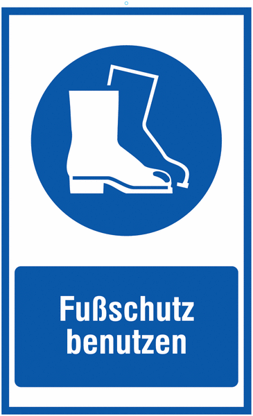 Kombi-Gebotszeichen-Schilder "Fußschutz benutzen" nach EN ISO 7010