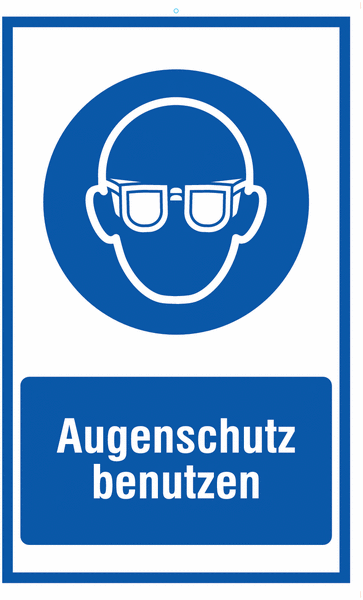 Augenschutz benutzen - Kombi-Schilder Gebotszeichen, EN ISO 7010