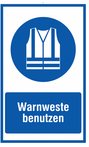 Kombi-Gebotszeichen-Schilder "Warnweste benutzen", EN ISO 7010