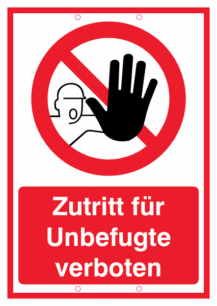 Kombi-Verbotszeichen-Schilder "Zutritt für Unbefugte verboten"