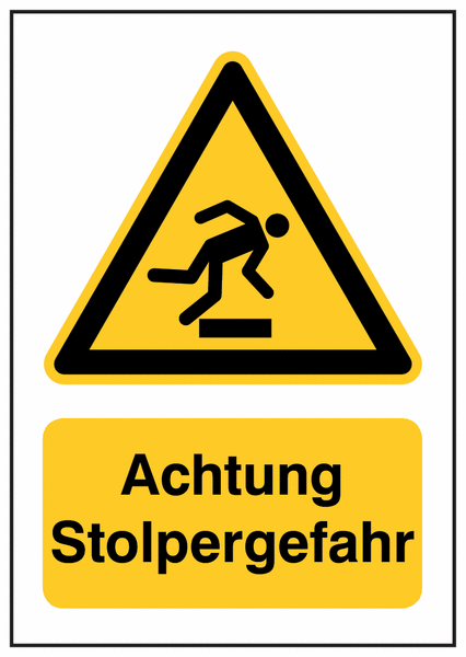 Kombi-Warnzeichen-Schilder "Warnung vor Hindernissen am Boden", EN ISO 7010
