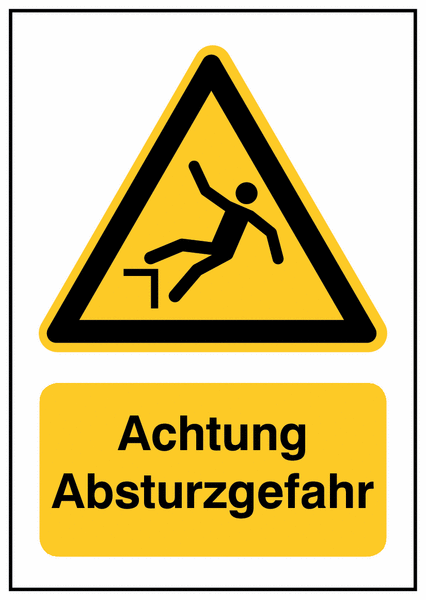 Kombi-Warnzeichen-Schilder "Warnung vor Absturzgefahr", EN ISO 7010