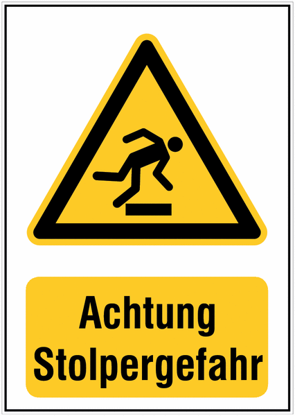 Achtung Stolpergefahr & Allgemeines Warnzeichen – Warnschilder für Stahlpfosten