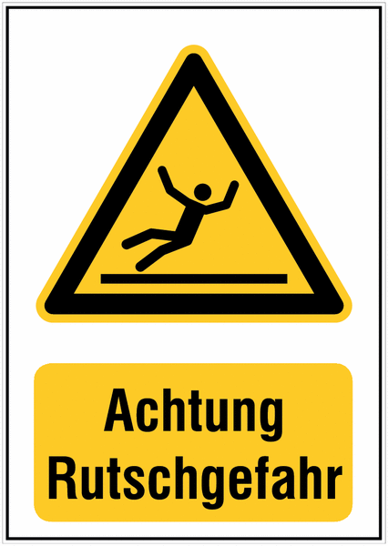 Achtung Rutschgefahr & Allgemeines Warnzeichen – Warnschilder für Stahlpfosten
