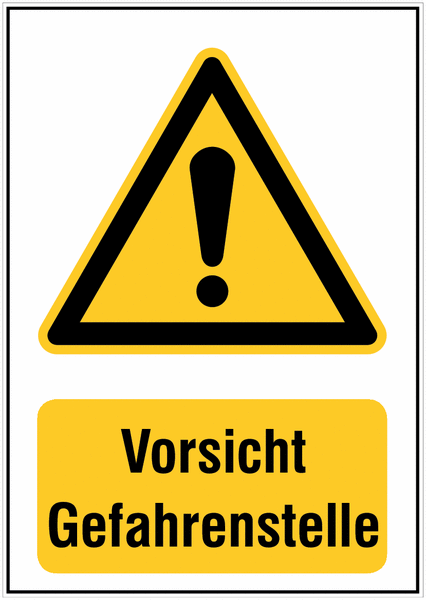 Vorsicht Gefahrenstelle & Allgemeines Warnzeichen – Warnschilder für Stahlpfosten