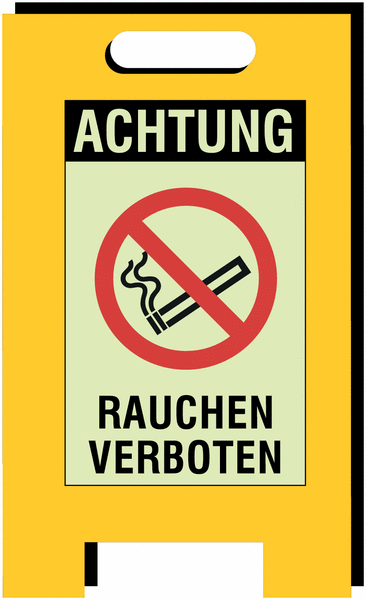 Rauchen verboten – Warnaufsteller, langnachleuchtend