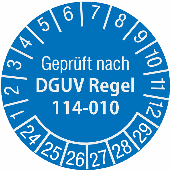 Container-Prüfplaketten "Geprüft nach DGUV Regel 114-010", SETON Jahresfarben
