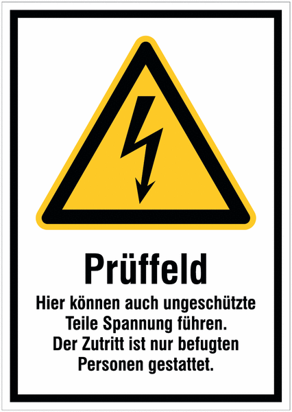 Prüffeld - Schilder mit Sicherheitszeichen Elektrotechnik, magnetisch