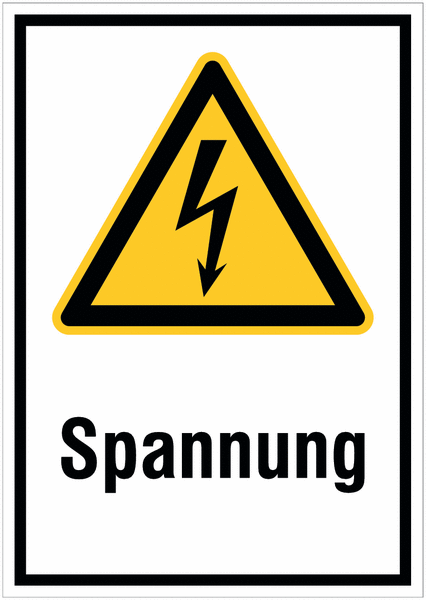 Spannung - Schilder mit Sicherheitszeichen Elektrotechnik, magnetisch