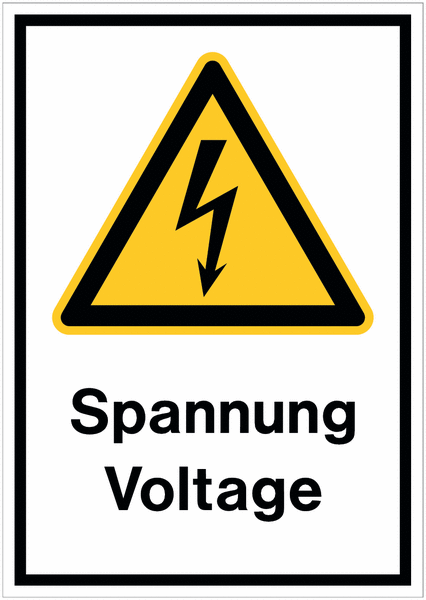 Spannung Voltage - Schilder mit Sicherheitszeichen Elektrotechnik, magnetisch