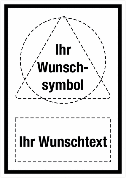 Glas-Fix Kombischilder - Symbol und Text nach Wunsch, EN ISO 7010
