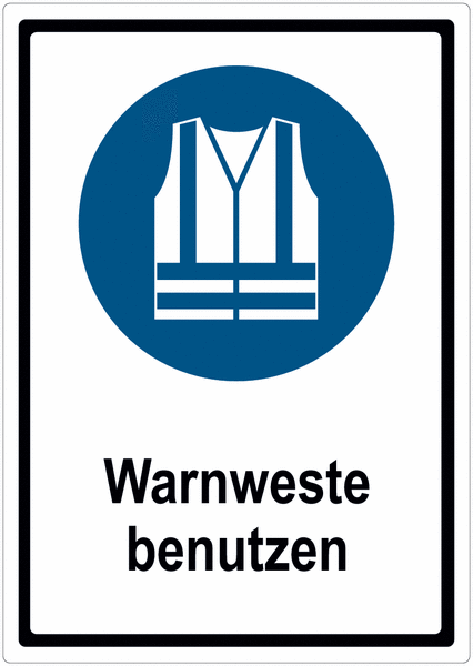 Warnweste benutzen - DuraPremium Gebotszeichen-Kombischilder, vandalismussicher, EN ISO 7010