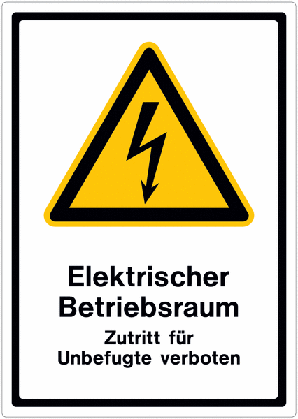 Elektrischer Betriebsraum - DuraPremium Warnzeichen-Kombischilder, vandalismussicher, EN ISO 7010