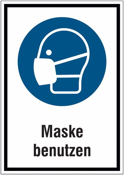 Hinweisschilder mit Gebotszeichen "Maske benutzen" nach EN ISO 7010