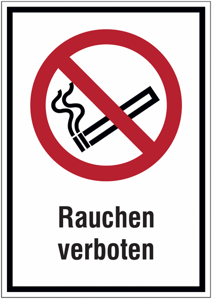 Hinweisschilder mit Verbotszeichen "Rauchen verboten" nach EN ISO 7010