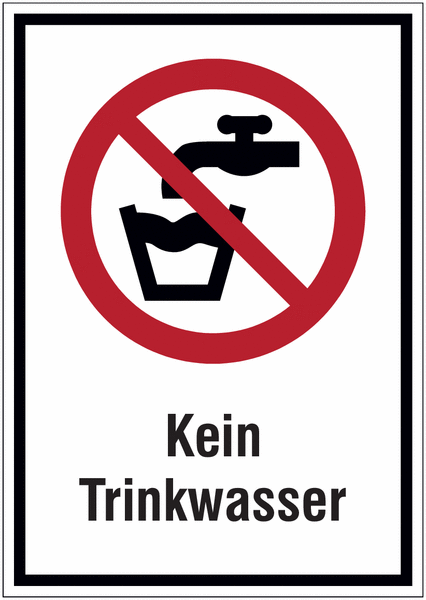 Hinweisschilder mit Verbotszeichen "Kein Trinkwasser" nach EN ISO 7010