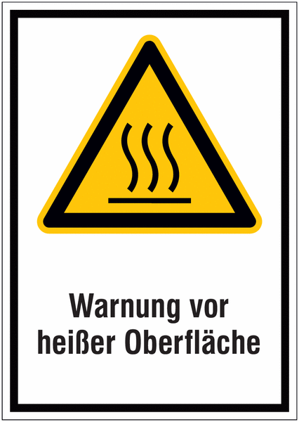 Hinweisschilder mit Gefahrzeichen "Warnung vor heißer Oberfläche" nach EN ISO 7010