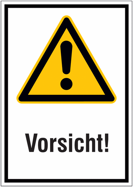 Hinweisschilder mit Gefahrzeichen "Allgemeines Warnzeichen" nach EN ISO 7010