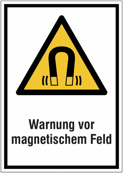 Hinweisschilder mit Gefahrzeichen "Warnung vor magnetischem Feld", EN ISO 7010