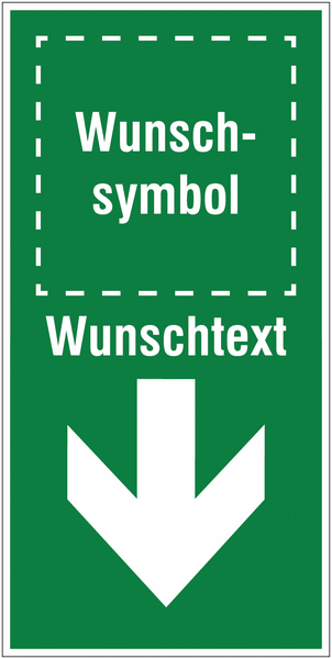 Erste-Hilfe-Kombischilder mit Richtungshinweis - Symbol und Text nach Wunsch
